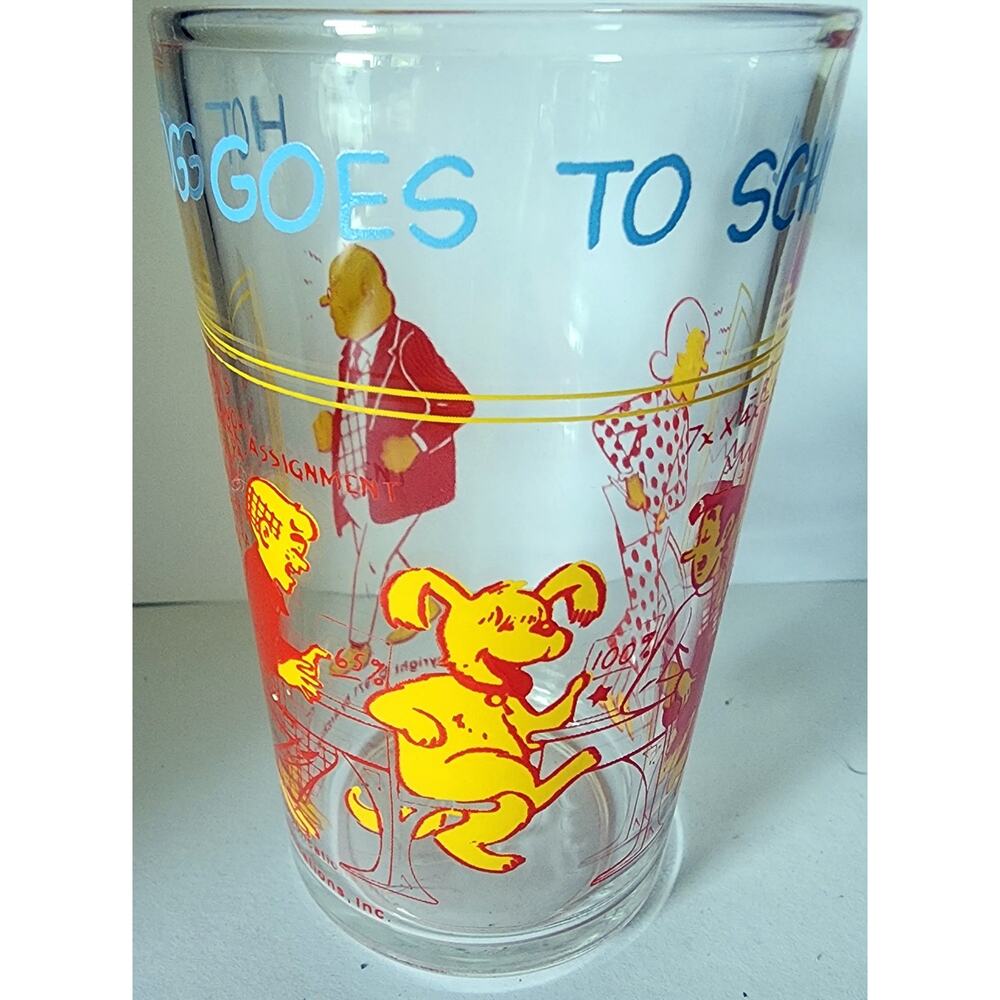 Vintage 1971 Archie Comics Hot Dog Goes to School Glass Tumbler Reggie